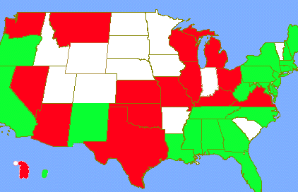 Map of the US showing helmet laws