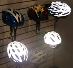 Reflectek helmets shining in light