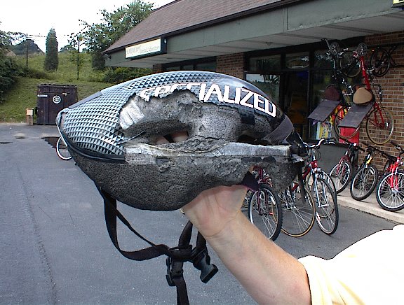 Bike store helmet crash